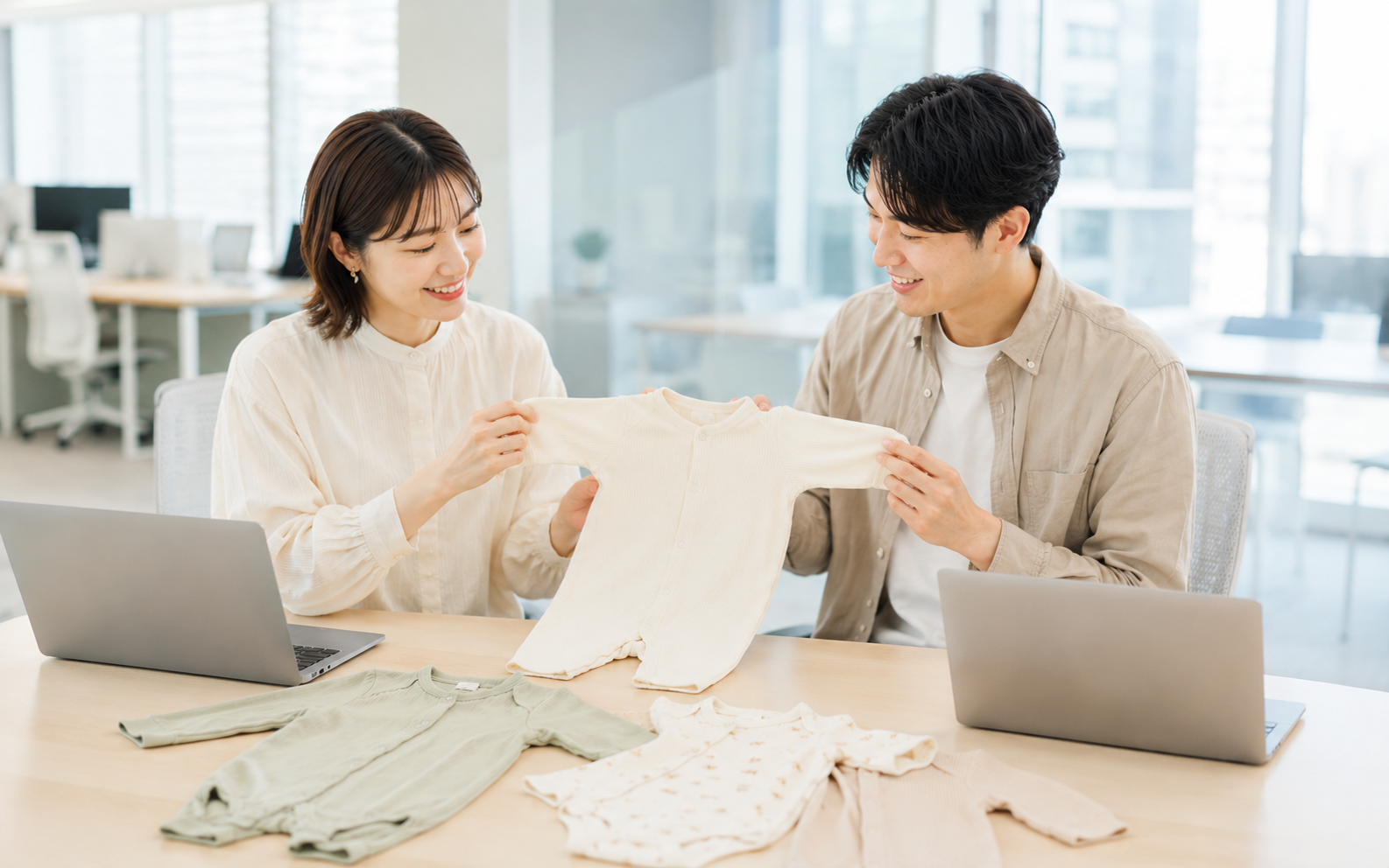 男女が会議をしている写真